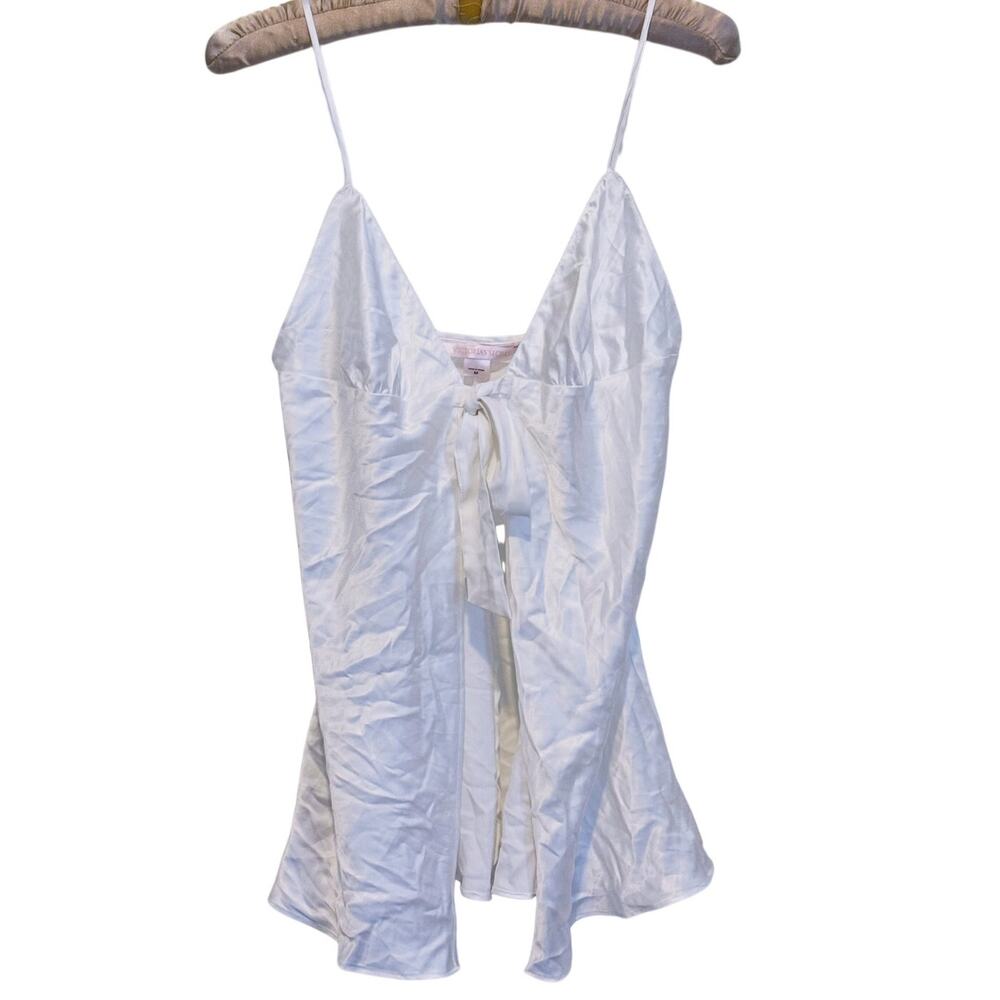 VTG Victoria’s Secret Silk Babydoll Tie Front Slip Dress Medium White 90s Bridal